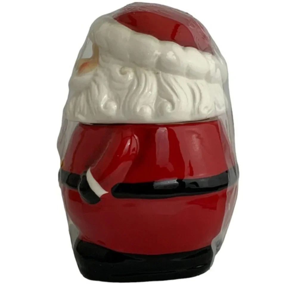 Santa Cookie Jar Nostalgic Christmas Holiday Jar Tight Seal Red White